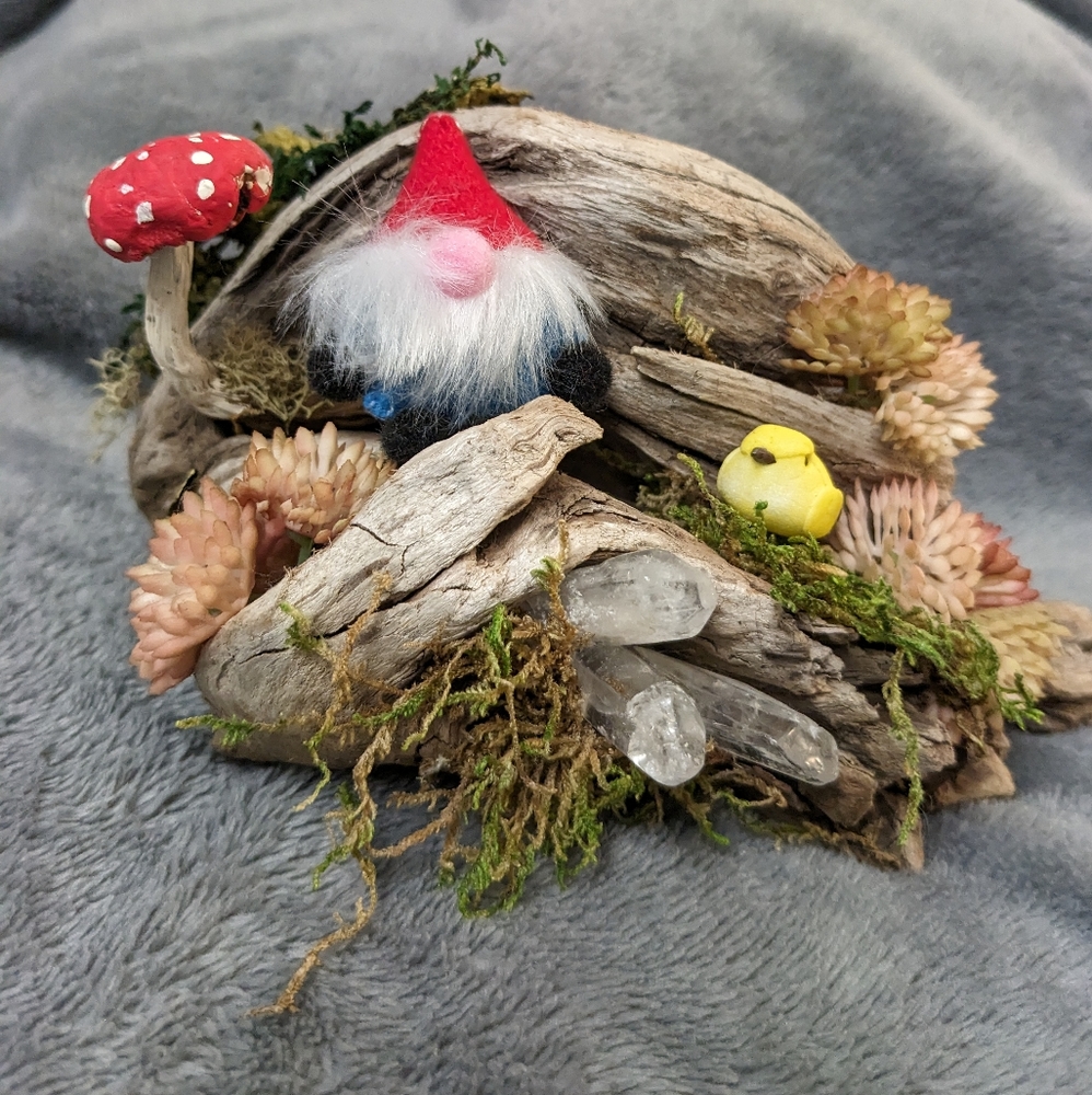 Cottagecore handmade miniature gnome and crystal gifts